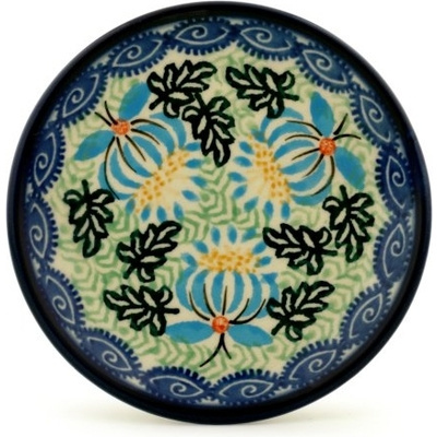 Polish Pottery Mini Plate, Coaster plate Lotus Flower UNIKAT