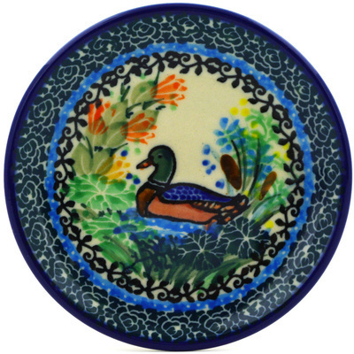 Polish Pottery Mini Plate, Coaster plate Mallard Meadow UNIKAT