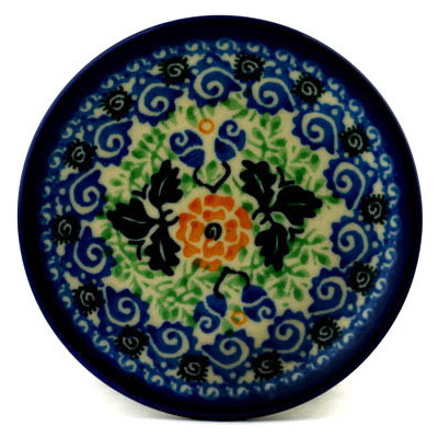 Polish Pottery Mini Plate, Coaster plate Marigold Spatch UNIKAT