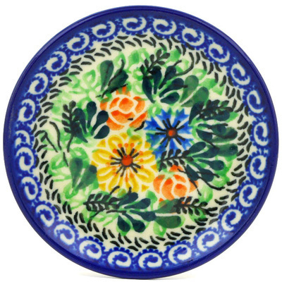 Polish Pottery Mini Plate, Coaster plate Marigold Spring UNIKAT