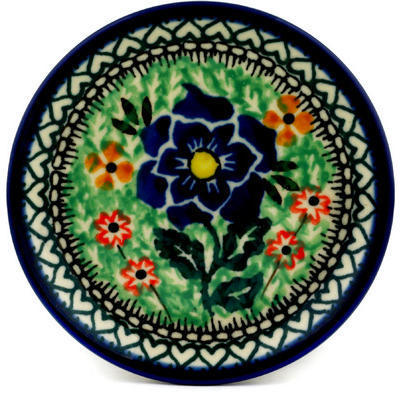 Polish Pottery Mini Plate, Coaster plate Midnight Blooms UNIKAT