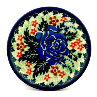Polish Pottery Mini Plate, Coaster plate Midnight Blossoms UNIKAT