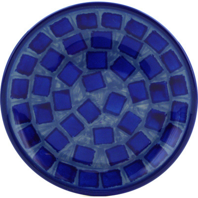 Polish Pottery Mini Plate, Coaster plate Mosaic Blue UNIKAT