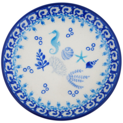Polish Pottery Mini Plate, Coaster plate Oceans Of Blue