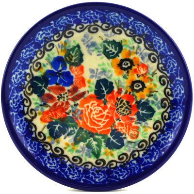 Polish Pottery Mini Plate, Coaster plate Orange Meadow UNIKAT
