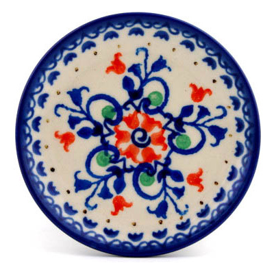 Polish Pottery Mini Plate, Coaster plate Orange Tulips UNIKAT