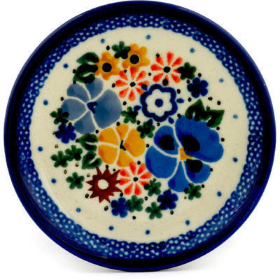 Polish Pottery Mini Plate, Coaster plate Pansy Wreath UNIKAT