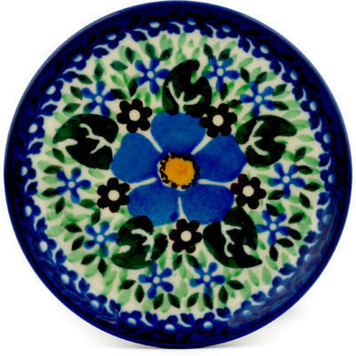 Polish Pottery Mini Plate, Coaster plate Patches Of Poppies UNIKAT