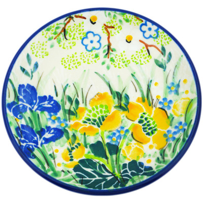 Polish Pottery Mini Plate, Coaster plate Peaceful Garden UNIKAT