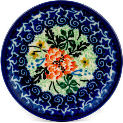 Polish Pottery Mini Plate, Coaster plate Peach Carnation UNIKAT