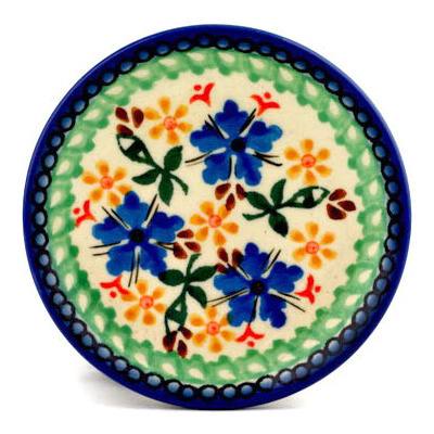 Polish Pottery Mini Plate, Coaster plate Periwinkle Sunrise UNIKAT