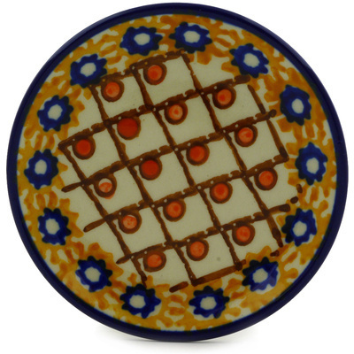 Polish Pottery Mini Plate, Coaster plate Polish Basket UNIKAT