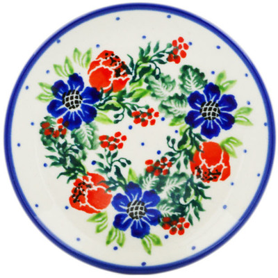 Polish Pottery Mini Plate, Coaster plate Polish Wreath