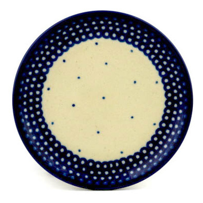 Polish Pottery Mini Plate, Coaster plate Polka Dot Sprinkles UNIKAT