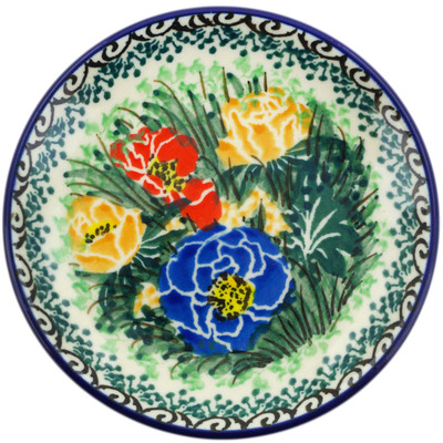 Polish Pottery Mini Plate, Coaster plate Poppy Bunch UNIKAT