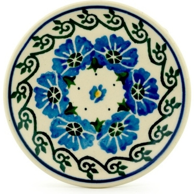 Polish Pottery Mini Plate, Coaster plate Poppy Circle