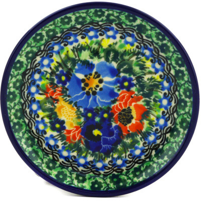 Polish Pottery Mini Plate, Coaster plate Poppy Dots UNIKAT