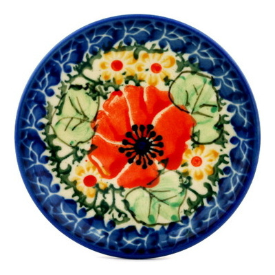Polish Pottery Mini Plate, Coaster plate Poppy Pasture UNIKAT
