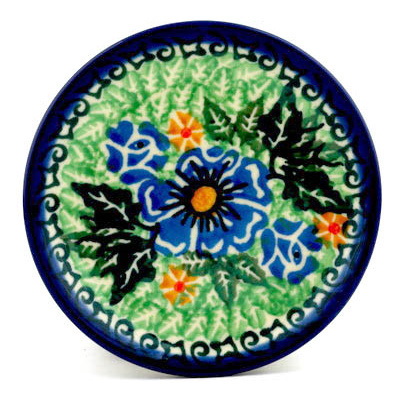 Polish Pottery Mini Plate, Coaster plate Pretty Periwinkle UNIKAT