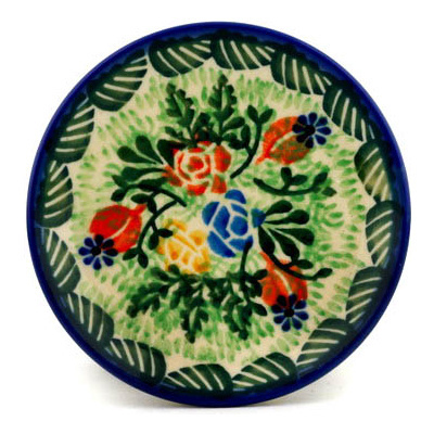 Polish Pottery Mini Plate, Coaster plate Prim Rose UNIKAT