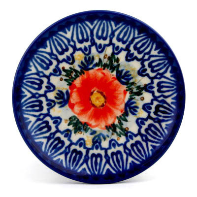 Polish Pottery Mini Plate, Coaster plate Primary Petunias UNIKAT