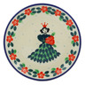 Polish Pottery Mini Plate, Coaster plate Princess In A Green Dress