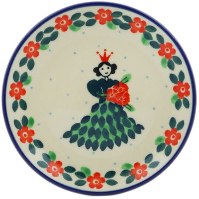 Polish Pottery Mini Plate, Coaster plate Princess In A Green Dress