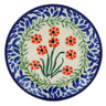 Polish Pottery Mini Plate, Coaster plate Red April Showers