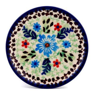Polish Pottery Mini Plate, Coaster plate Red Floral Delight UNIKAT