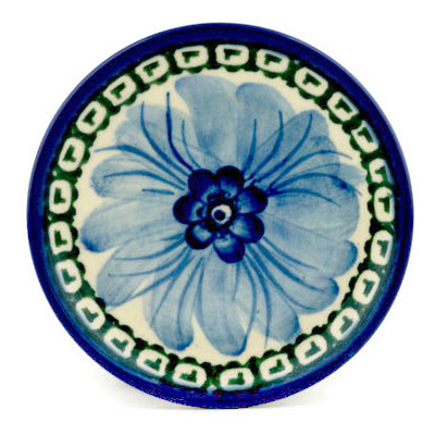 Polish Pottery Mini Plate, Coaster plate Ring Of Poppies UNIKAT