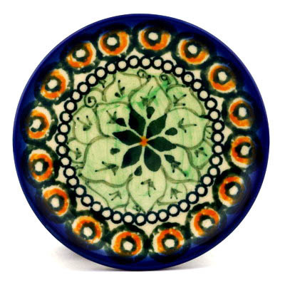 Polish Pottery Mini Plate, Coaster plate Rings Of Gold UNIKAT