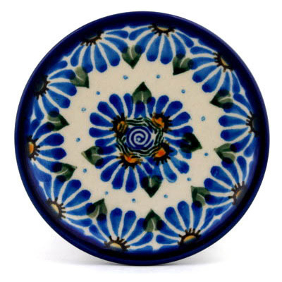 Polish Pottery Mini Plate, Coaster plate Rock Garden Daisies UNIKAT