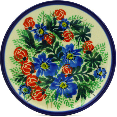 Polish Pottery Mini Plate, Coaster plate Rose Bud Bouquet UNIKAT
