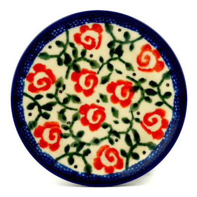 Polish Pottery Mini Plate, Coaster plate Rose Vines UNIKAT
