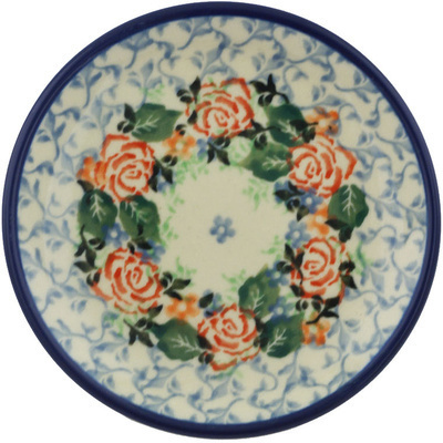 Polish Pottery Mini Plate, Coaster plate Rose Wreath UNIKAT