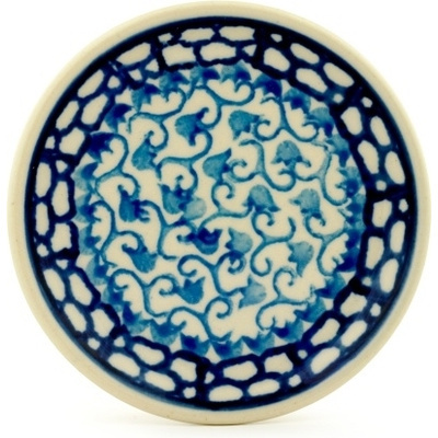 Polish Pottery Mini Plate, Coaster plate Royal Blue Ivy