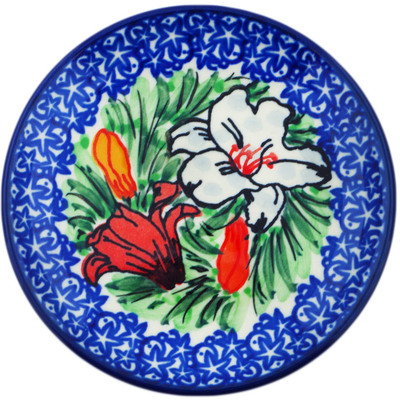Polish Pottery Mini Plate, Coaster plate Scarlet Flora UNIKAT
