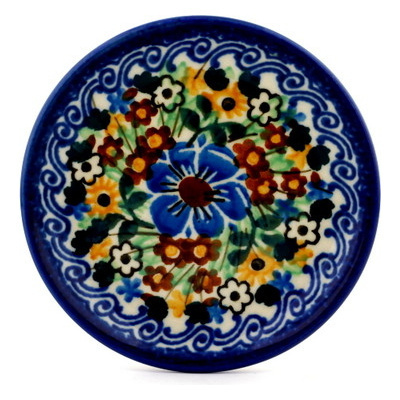 Polish Pottery Mini Plate, Coaster plate Sea Of Posies UNIKAT