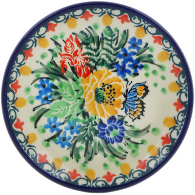 Polish Pottery Mini Plate, Coaster plate Sipping Nectar UNIKAT