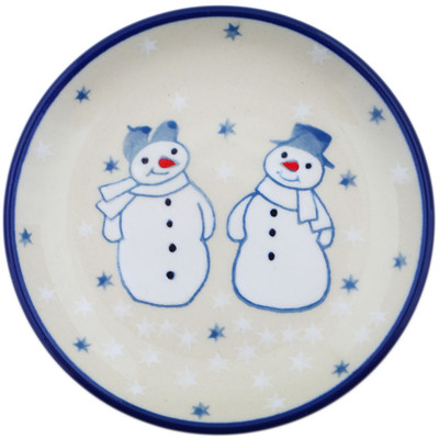 Polish Pottery Mini Plate, Coaster plate Snow Couple