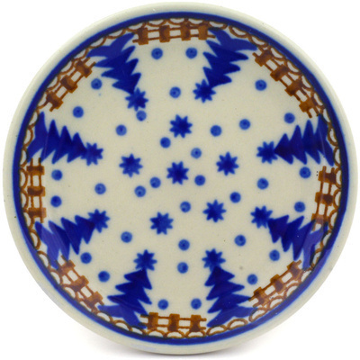 Polish Pottery Mini Plate, Coaster plate Snowy Woods