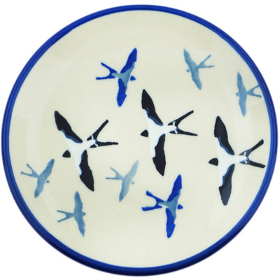 Polish Pottery Mini Plate, Coaster plate Soaring Swallows UNIKAT
