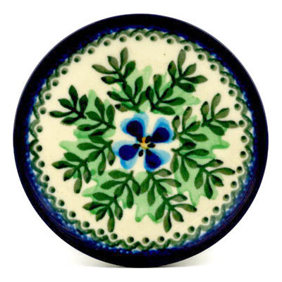 Polish Pottery Mini Plate, Coaster plate Soft Yew Flowers UNIKAT