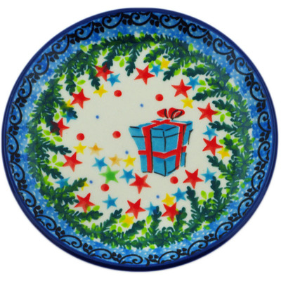 Polish Pottery Mini Plate, Coaster plate Sparkling Holiday UNIKAT