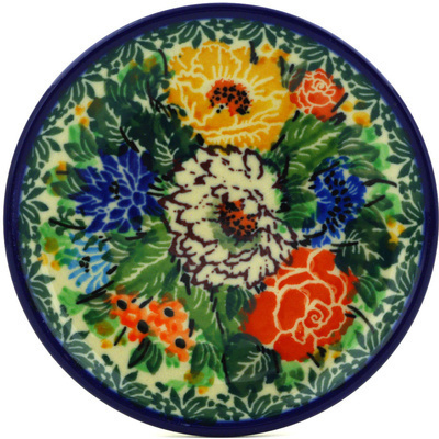 Polish Pottery Mini Plate, Coaster plate Splendid Meadow UNIKAT