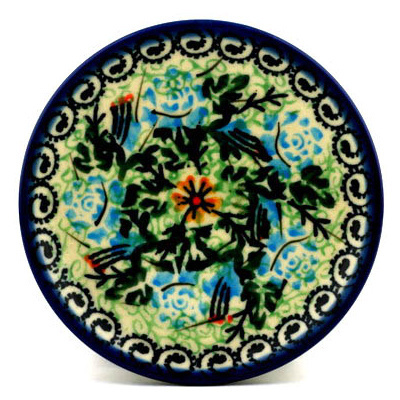 Polish Pottery Mini Plate, Coaster plate Spring Blooms UNIKAT