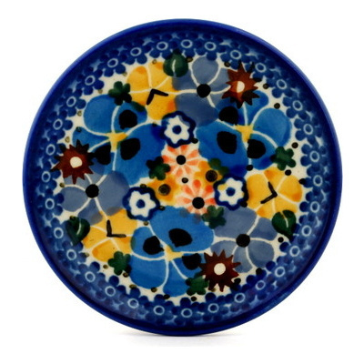 Polish Pottery Mini Plate, Coaster plate Spring Garden UNIKAT