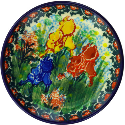 Polish Pottery Mini Plate, Coaster plate Spring Iris UNIKAT