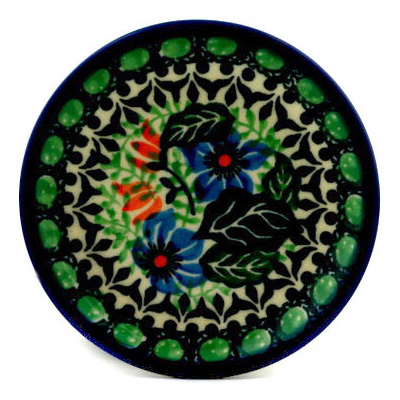 Polish Pottery Mini Plate, Coaster plate Spring Pea UNIKAT