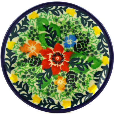Polish Pottery Mini Plate, Coaster plate Spring Petals UNIKAT